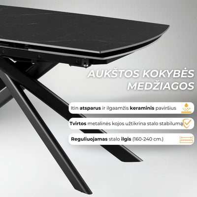 Išskleidžiamas stalas Bruno #spalva_tamsiai-pilka-keramika