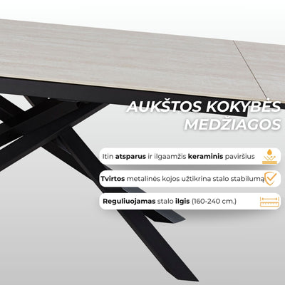 Išskleidžiamas stalas Marcello #spalva_sviesiai-ruda-keramika