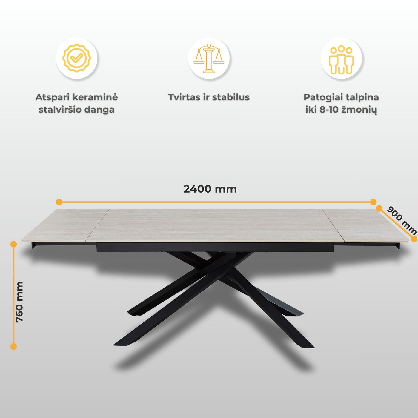 Išskleidžiamas stalas Marcello #spalva_sviesiai-ruda-keramika