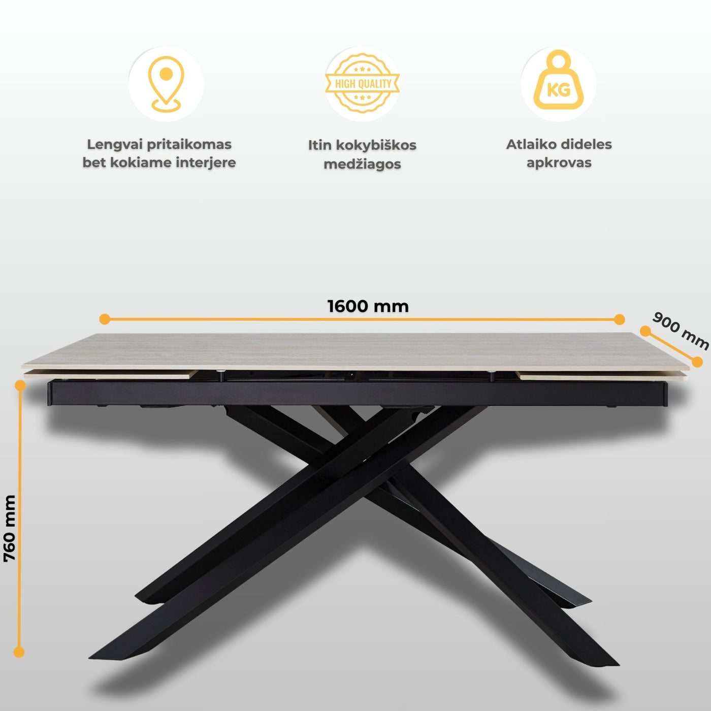 Išskleidžiamas stalas Marcello #spalva_sviesiai-ruda-keramika