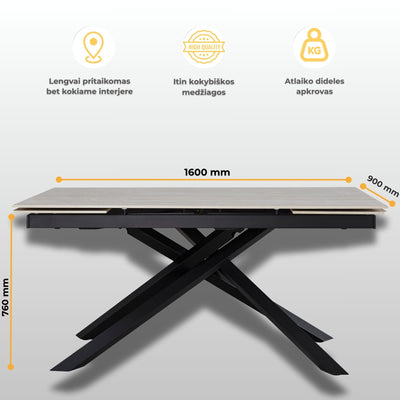 Išskleidžiamas stalas Marcello #spalva_sviesiai-ruda-keramika