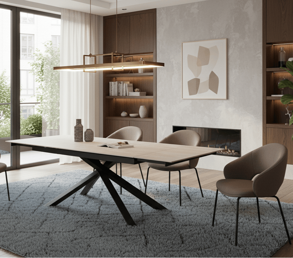 Išskleidžiamas stalas Marcello #spalva_sviesiai-ruda-keramika