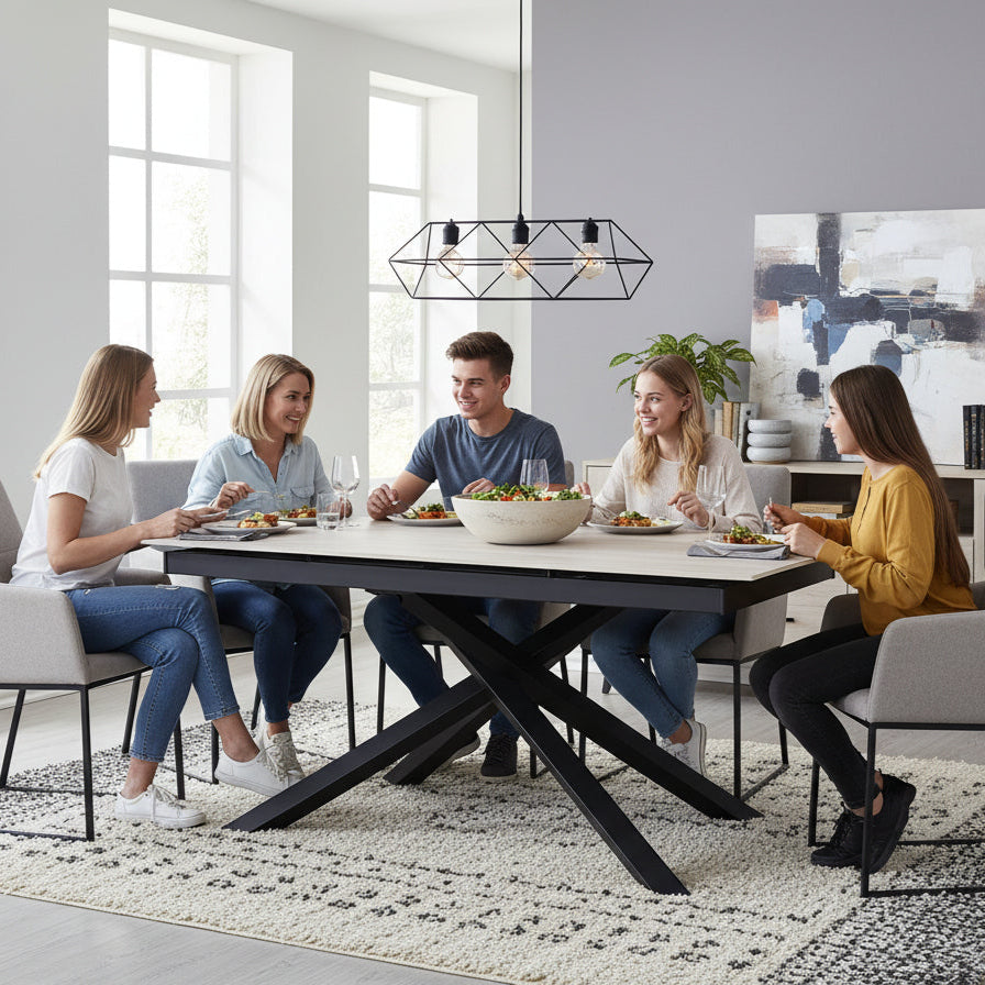 Išskleidžiamas stalas Marcello #spalva_sviesiai-ruda-keramika