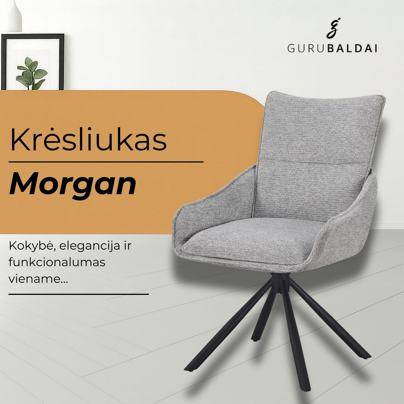 Kresliukas Morgan #spalva_sviesiai-pilka